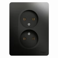 Розетка 2-м СП Glossa 16А IP20 без заземления в сборе антрацит SchE GSL000720