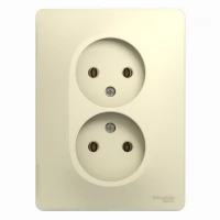 Розетка 2-м СП Glossa 16А IP20 без заземления бежевая SchE GSL000220