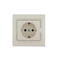 Розетка 1-м СП Мира 16А IP20 с заземлением керамика кремовая LEZARD 701-0303-122