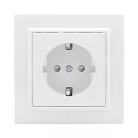 Розетка 1-м СП Минск 16А IP20 с заземлением защитные шторки белый Basic EKF ERR16-028-100