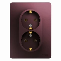 Розетка 2-м СП Glossa 16А IP20 250В с заземлением в сборе баклажан. SchE GSL001124