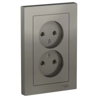 Розетка 2-м СП AtlasDesign 16А IP20 без заземления сталь SchE ATN000920