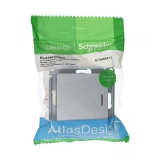 Механизм выключателя 1-клавишный Schneider Electric AtlasDesign с подсветкой алюминий SchE ATN000313