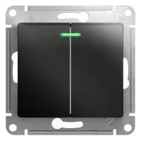 Механизм выключателя 2-клавишный Schneider Electric Glossa 10А IP20 с подсветкой антрацит SchE GSL000753