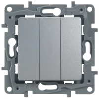 Механизм выключателя 3-клавишный Legrand Etika Plus алюминий Leg 672413