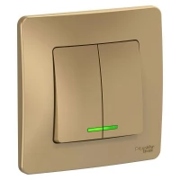 Выключатель 2-кл. СП Blanca 10А IP20 (сх. 5) 250В с подсветкой титан SchE BLNVS010514