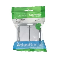 Механизм выключателя 2-клавишный Schneider Electric AtlasDesign с подсветкой алюминий SchE ATN000353