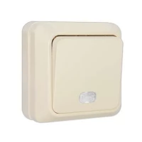 Одноклавишный выключатель UNIVersal Олимп 10А IP20 с подсветкой слоновая кость Б-О0121