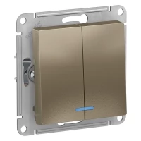 Механизм выключателя 2-клавишный Schneider Electric AtlasDesign с подсветкой шампань SchE ATN000553