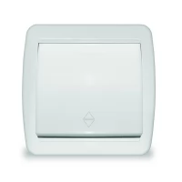Переключатель UNIVersal Клио проходной 1-клавишный 10А IP44 белый К2230