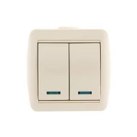 Выключатель 2-клавишный LEZARD Ната 10А IP20 с подсветкой кремовый 710-0300-112
