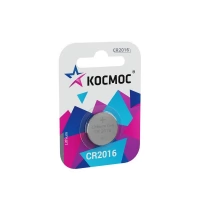 Элемент питания литиевый CR 2016 1хBL (блистер 1 шт) Космос KOC20161BL