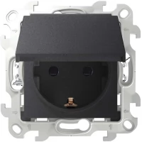 Механизм розетки 1-м СП Simon24 Push&Go 16А IP44 2P+E графит Simon 2420448-038