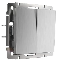 Выключатель двухклавишный Werkel проходной cеребряный рифленый WL09-SW-2G-2W