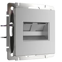 Розетка двойная Ethernet RJ-45  (серебряный) WL06-RJ45+RJ45
