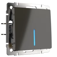 Выключатель одноклавишный Werkel WL07-SW-1G-2W-LED проходной с подсветкой серо-коричневый