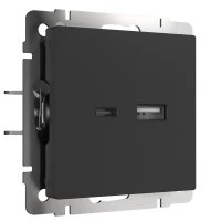 Розетка USB тип A+С (черный матовый) W1171808